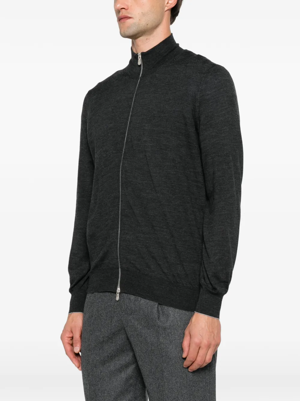 Brunello Cucinelli zip-up high-neck cardigan Grijs