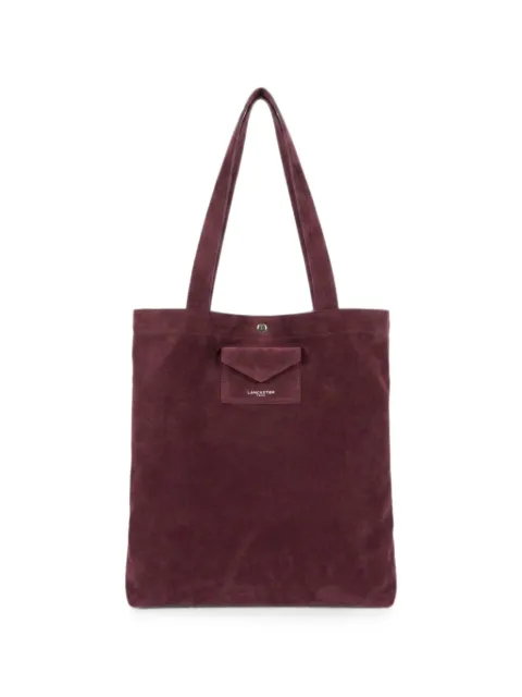 Lancaster suede-finish logo-patch shouder bag