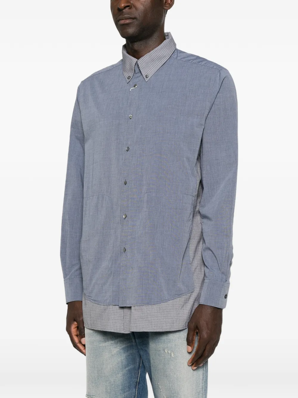 Maison Margiela panelled layered-effect shirt Blauw