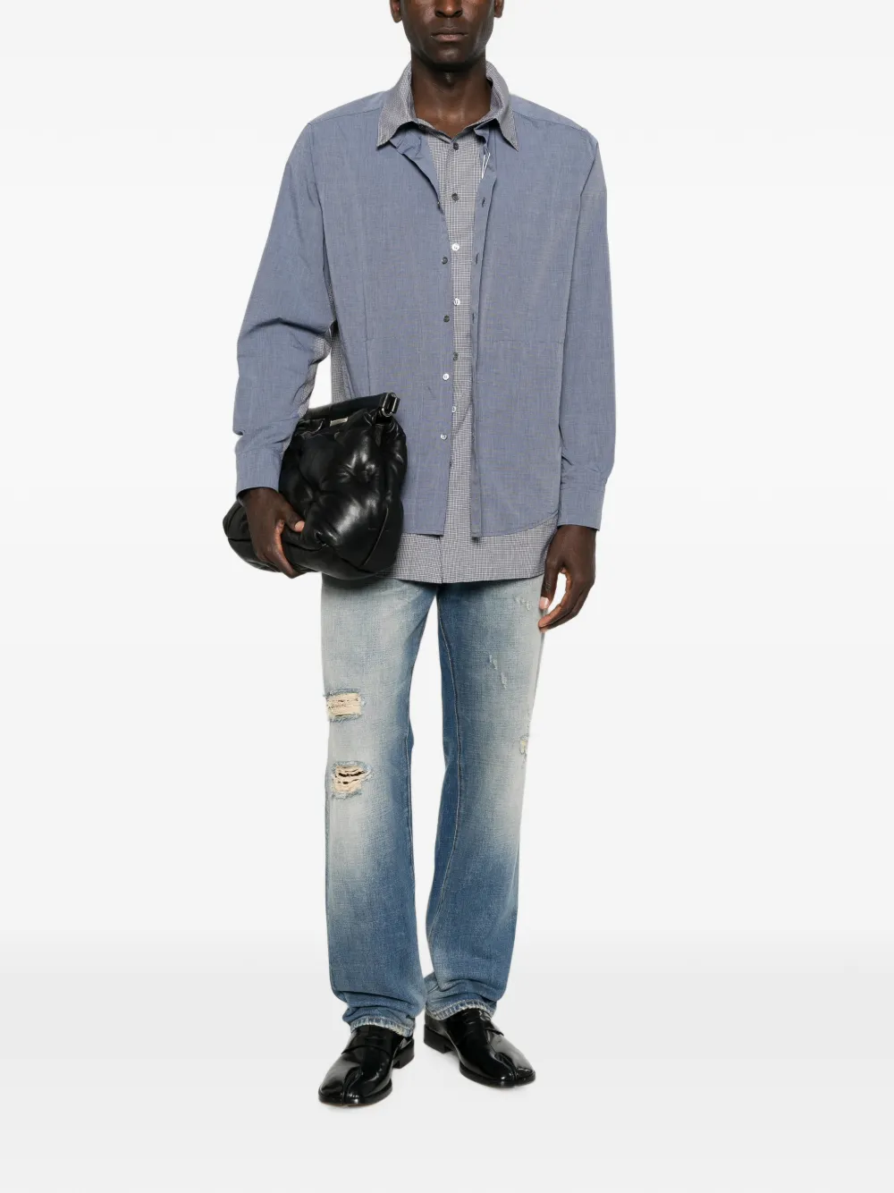 Maison Margiela panelled layered-effect shirt Blauw