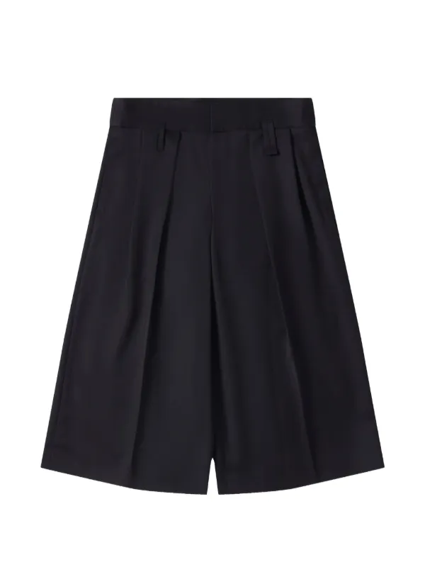 Simone Rocha Peeling-waist Wide-leg Pleated Shorts in Black