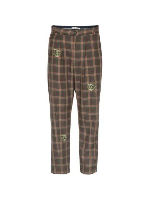Henrik Vibskov Razor embroidered-motif checked-pattern trousers