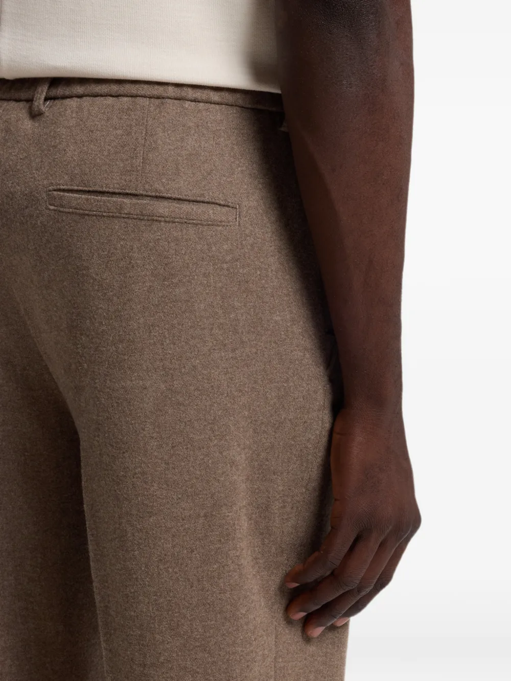BOSS Broek met trekkoordtaille en toelopende pijpen Bruin