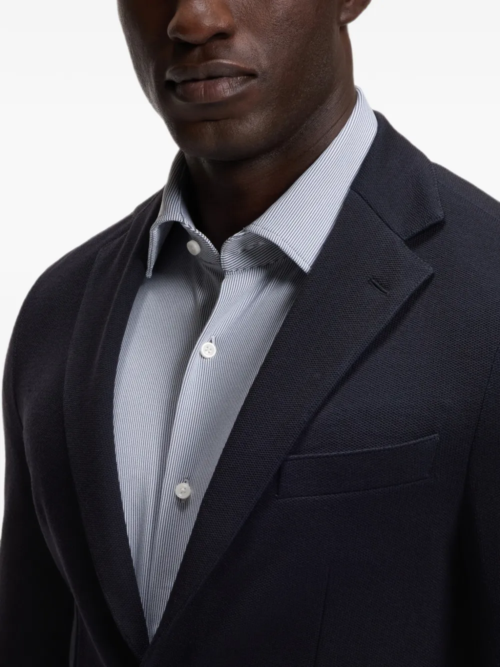 BOSS Slim-fit blazer van stretch jersey met micro-patroon Blauw