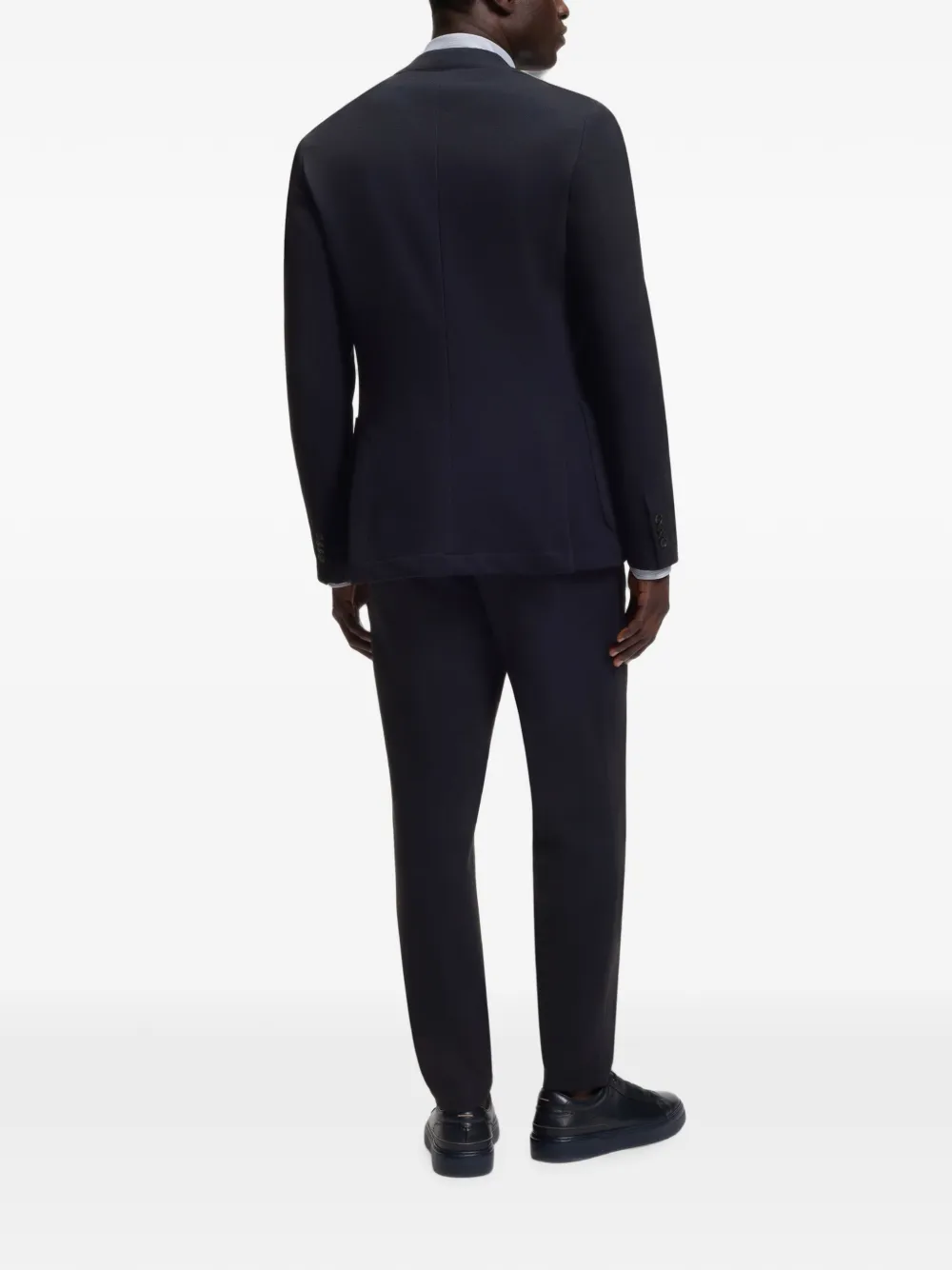 BOSS Slim-fit blazer van stretch jersey met micro-patroon Blauw