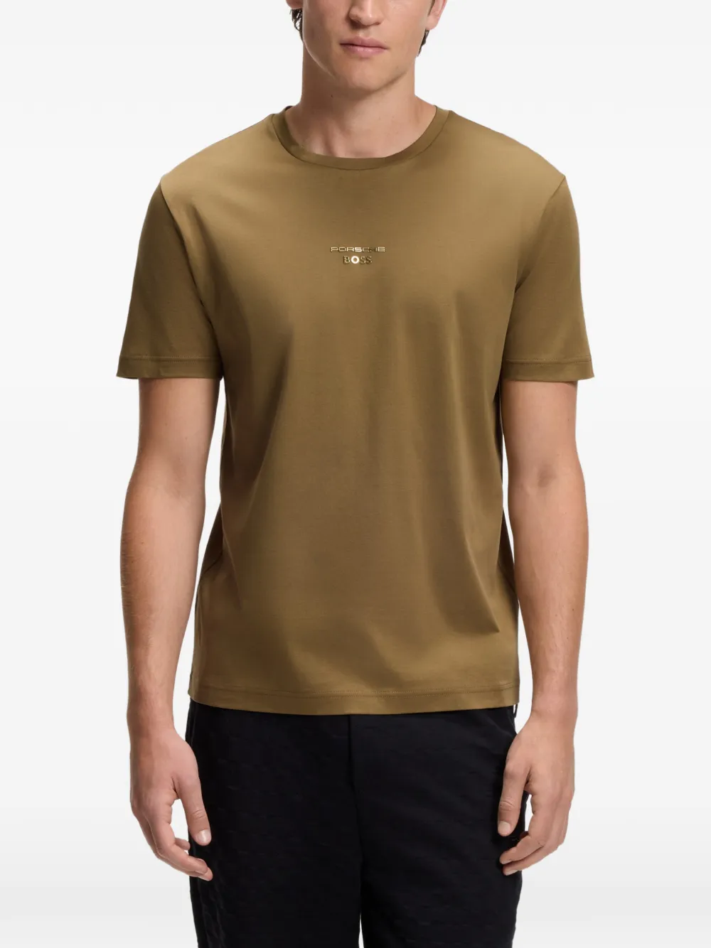 BOSS x Porsche gemerceriseerd katoenen T-shirt met glanzend logo Groen