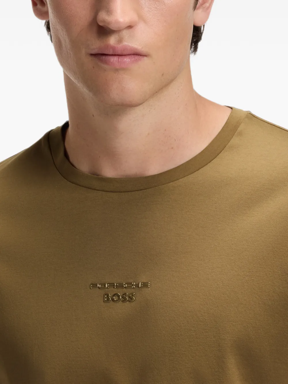 BOSS x Porsche gemerceriseerd katoenen T-shirt met glanzend logo Groen