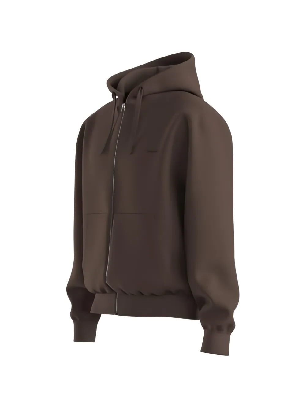 HUGO katoenen badstof hoodie met rits en logo-print Bruin