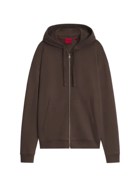 HUGO cotton-terry zip-up hoodie with logo print