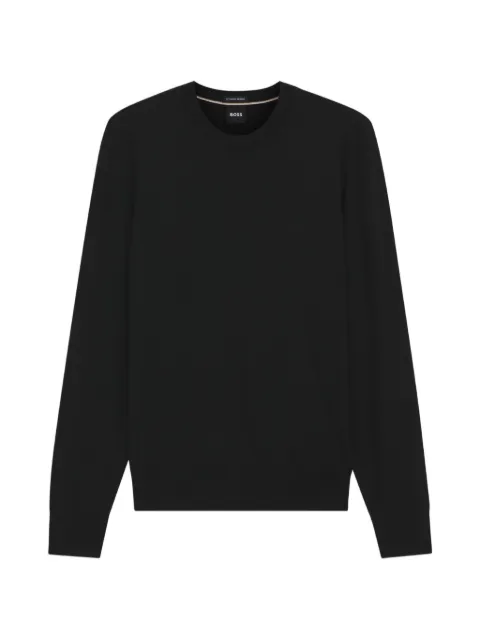 BOSS jersey de lana merino con logo bordado