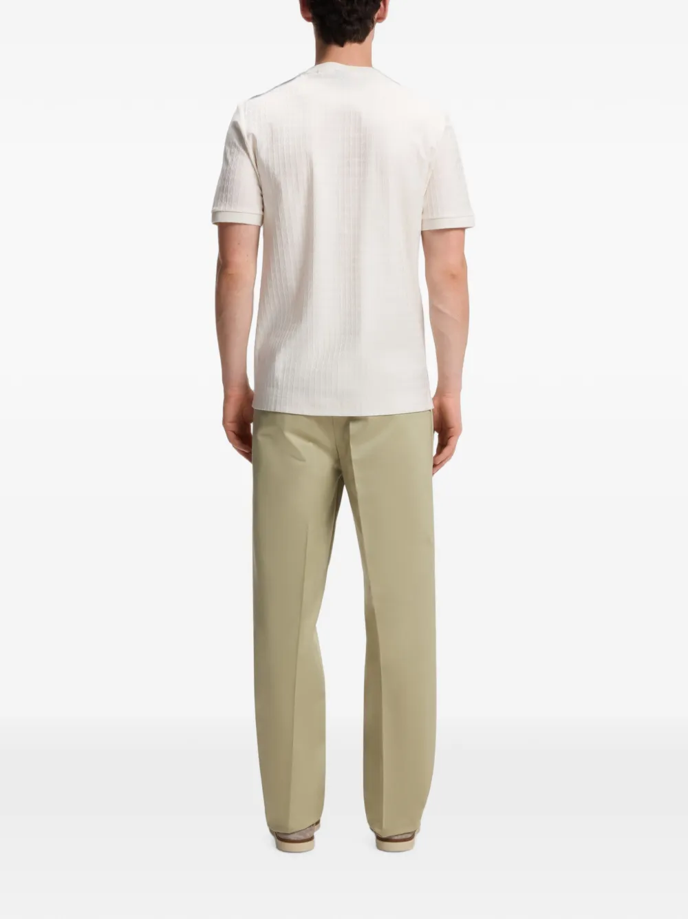 BOSS T-shirt met geometrisch jacquard van katoen Beige