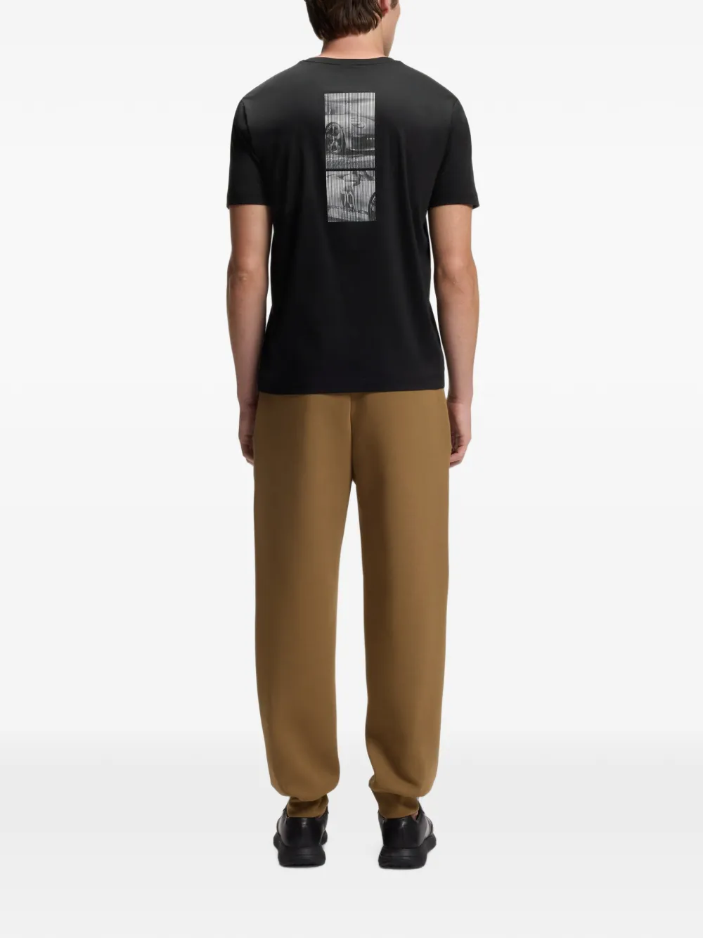 BOSS x Porsche gemerceriseerd katoenen T-shirt met glanzend logo Zwart