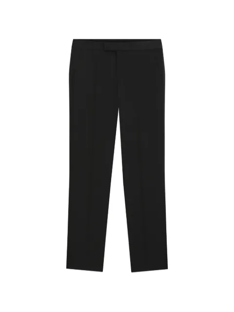 BOSS pantalones de lana virgen con ribete satinado