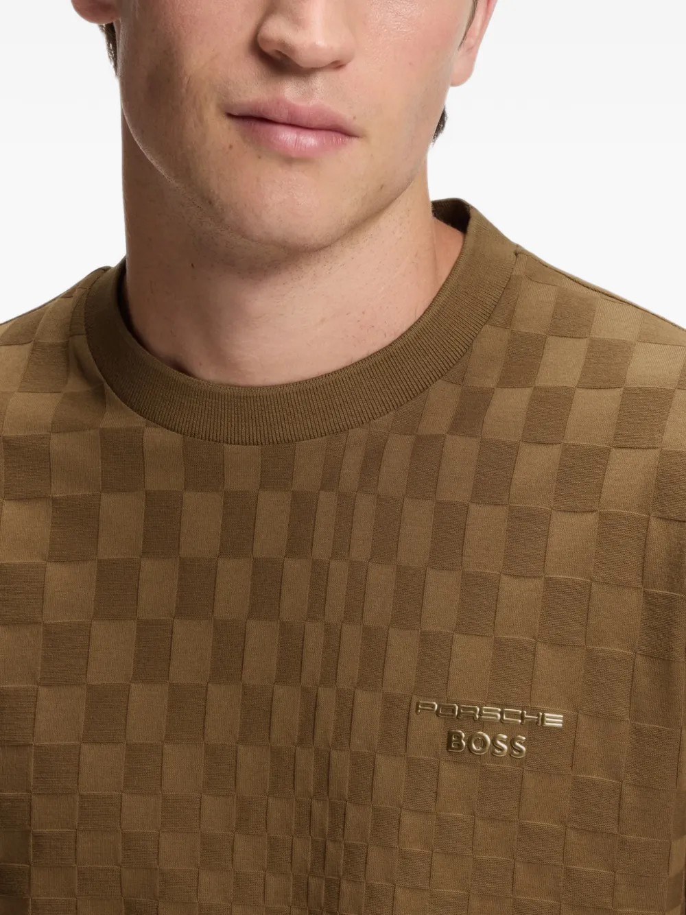 BOSS x Porsche katoenen T-shirt met Pasha-patroon Bruin