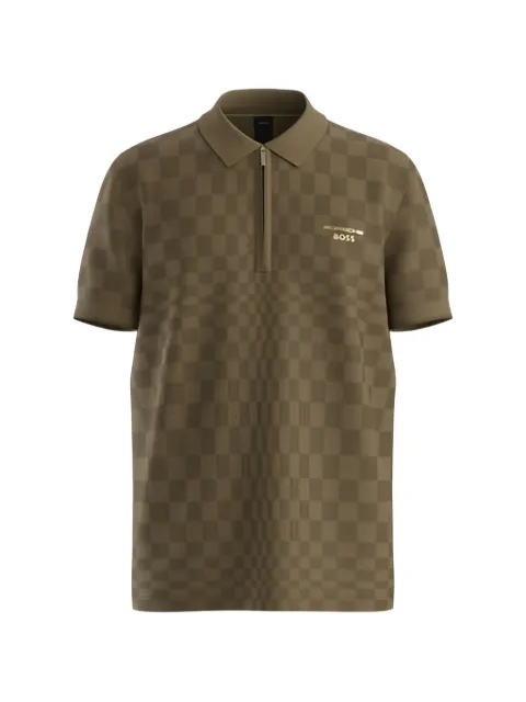 BOSS x Porsche check-pattern zip-fastening polo shirt