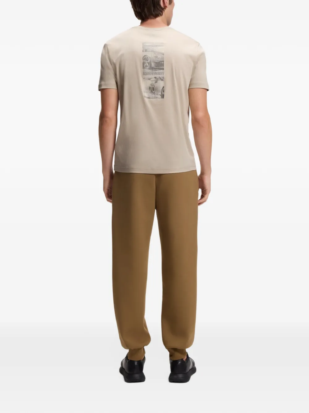 BOSS x Porsche mercerized-cotton T-shirt with glossy logo Beige