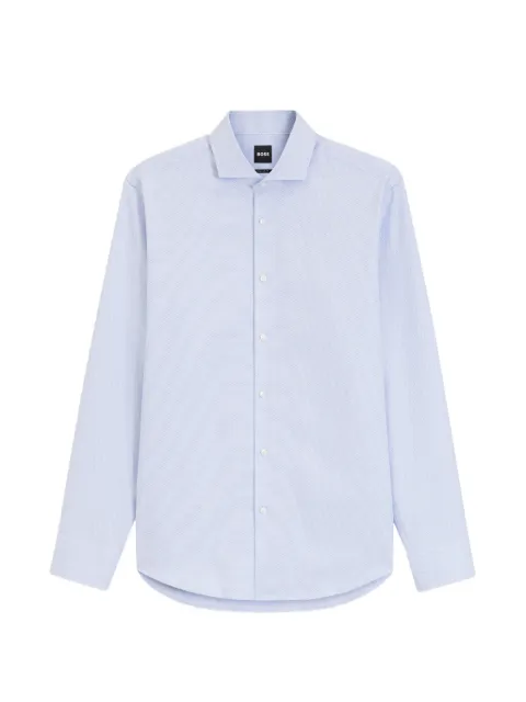 BOSS micro-patterned spread-collar shirt