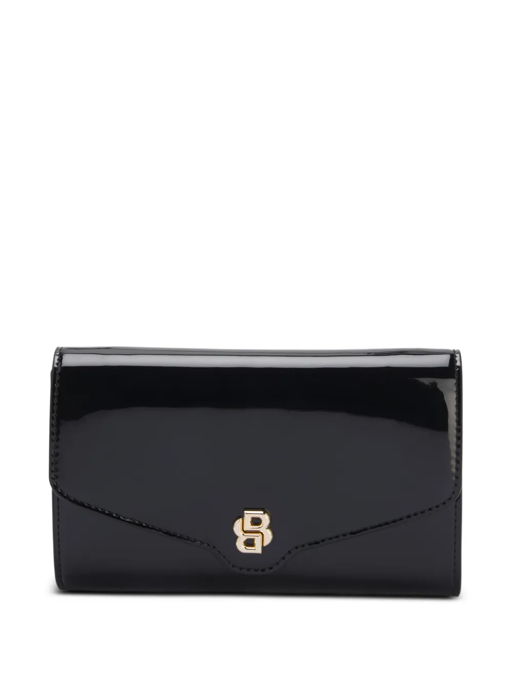 BOSS patent-finish chain-strap shoulder bag