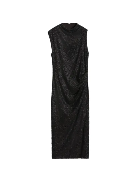 BOSS stand-collar maxi dress in draped jersey