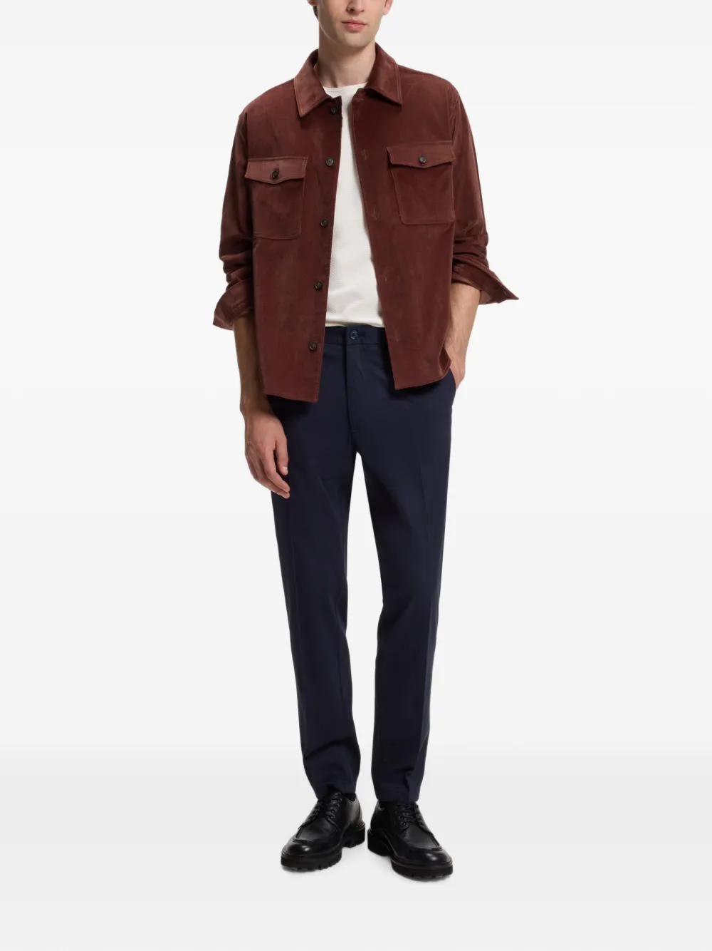 BOSS Ruimvallende blazer van stretch-katoen met micro-patroon Bruin