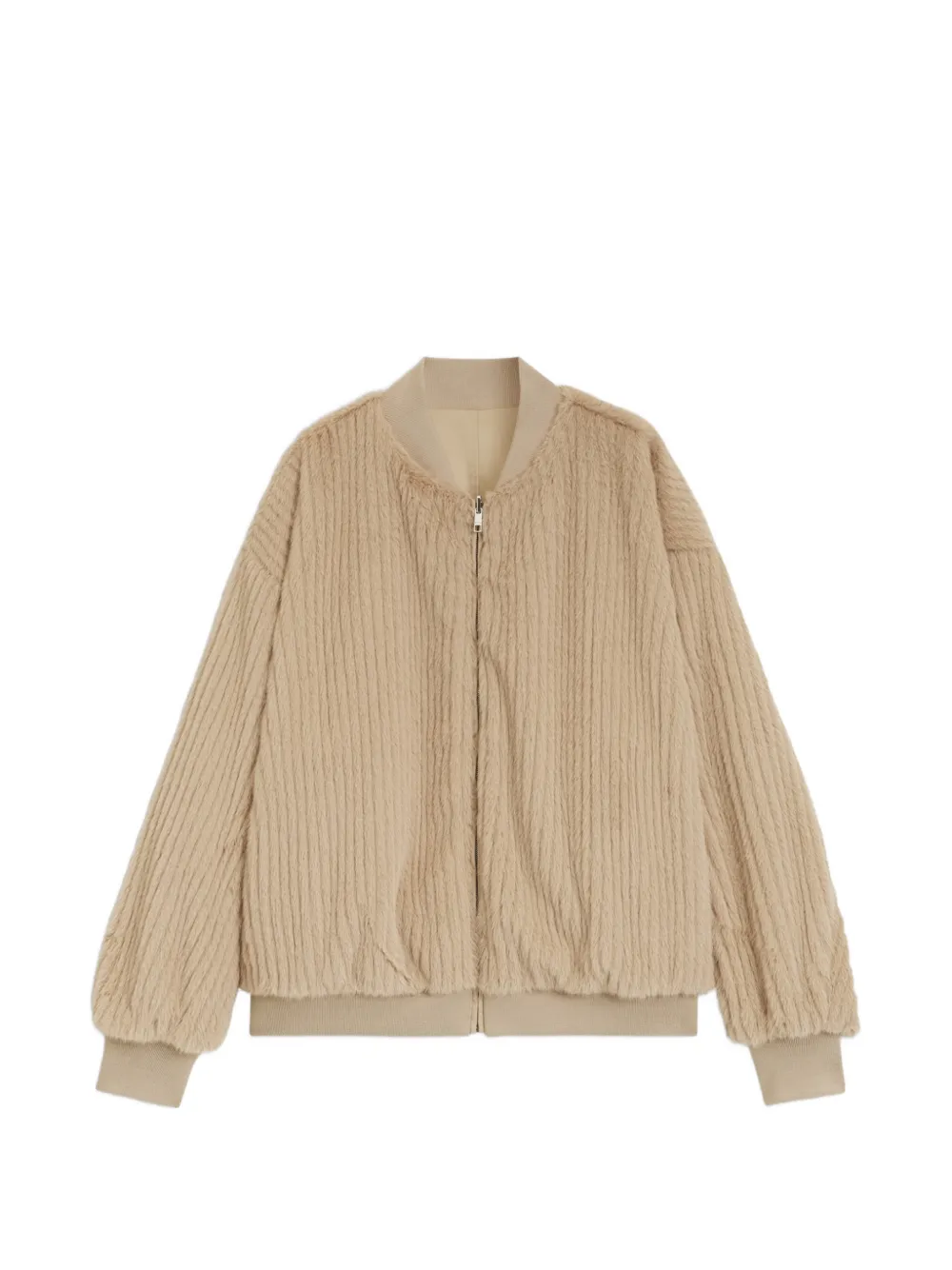 Hugo Boss Reversible Relaxed-fit Bomber In Satin And Faux Fur In 뉴트럴