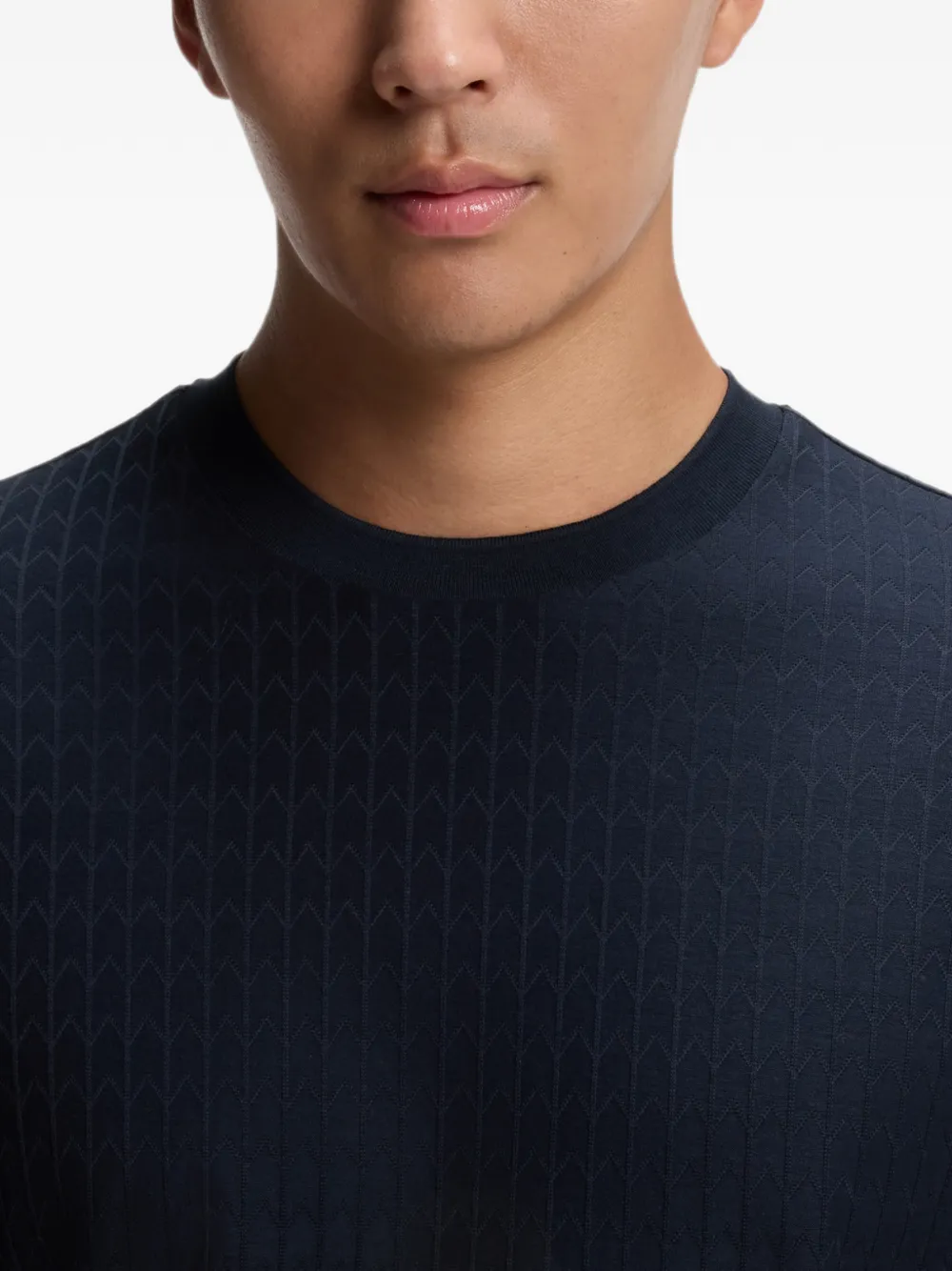 BOSS T-shirt met geometrisch jacquard van katoen Blauw