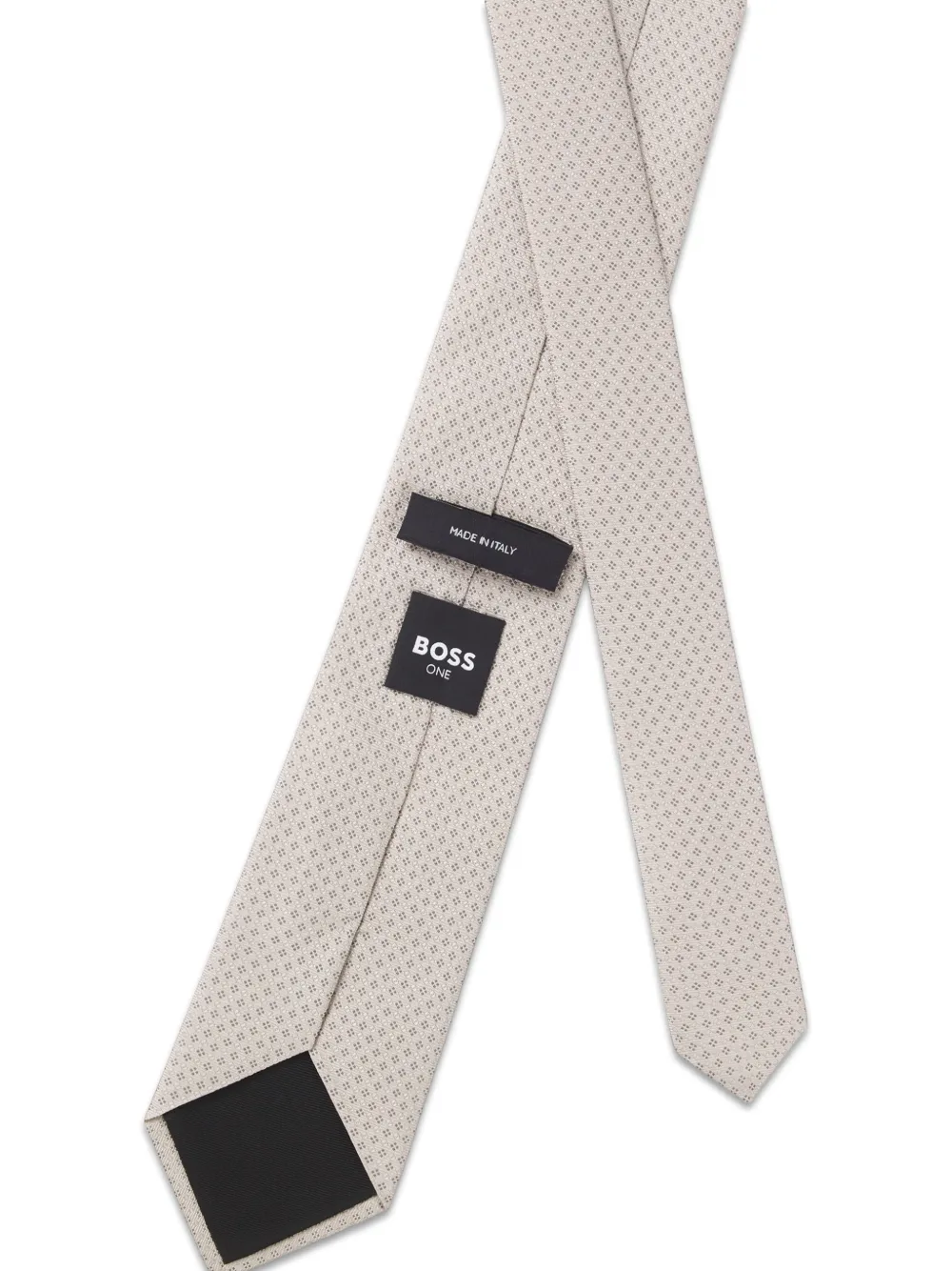 BOSS Zijden stropdas met geometrisch patroon Beige