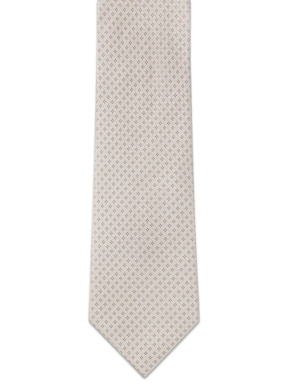 BOSS Zijden stropdas met geometrisch patroon Beige