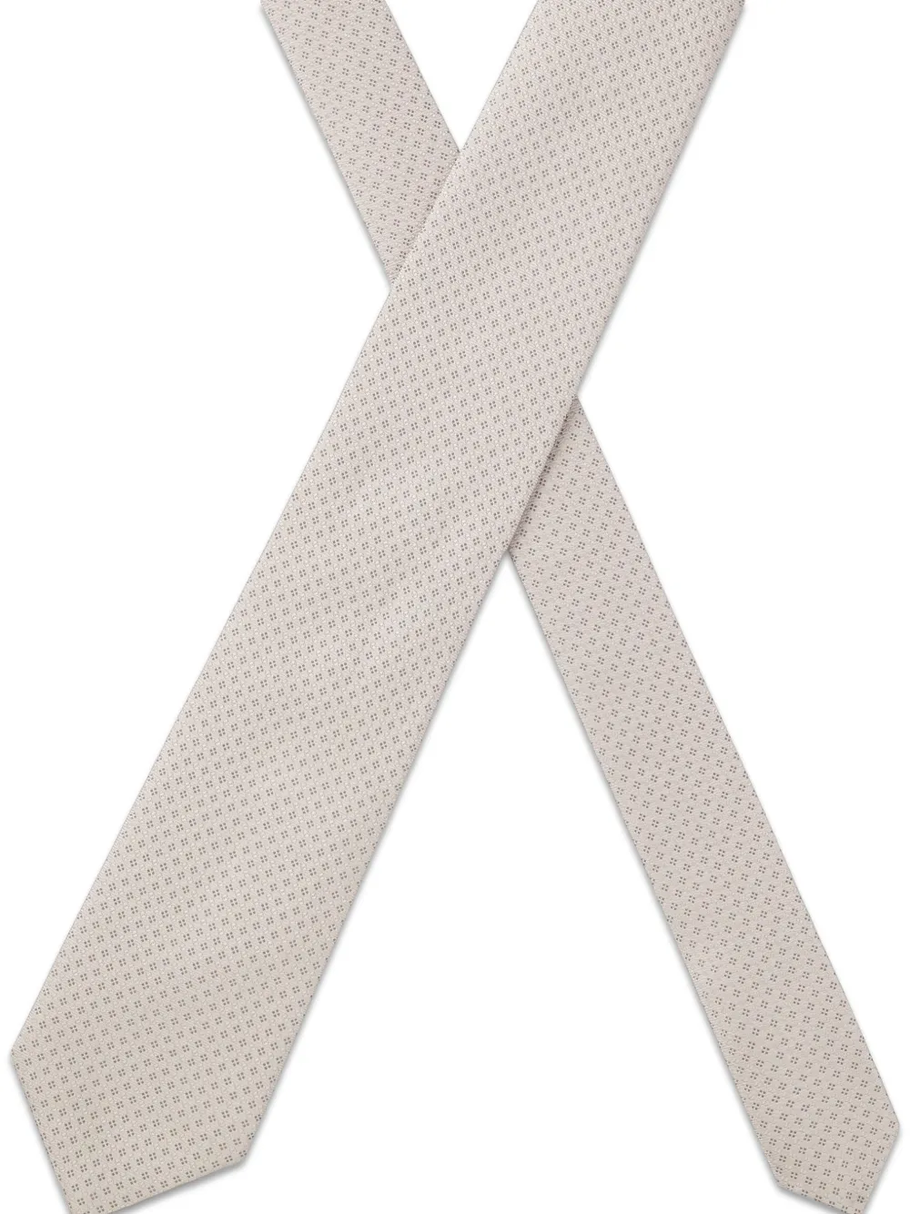 BOSS Zijden stropdas met geometrisch patroon Beige