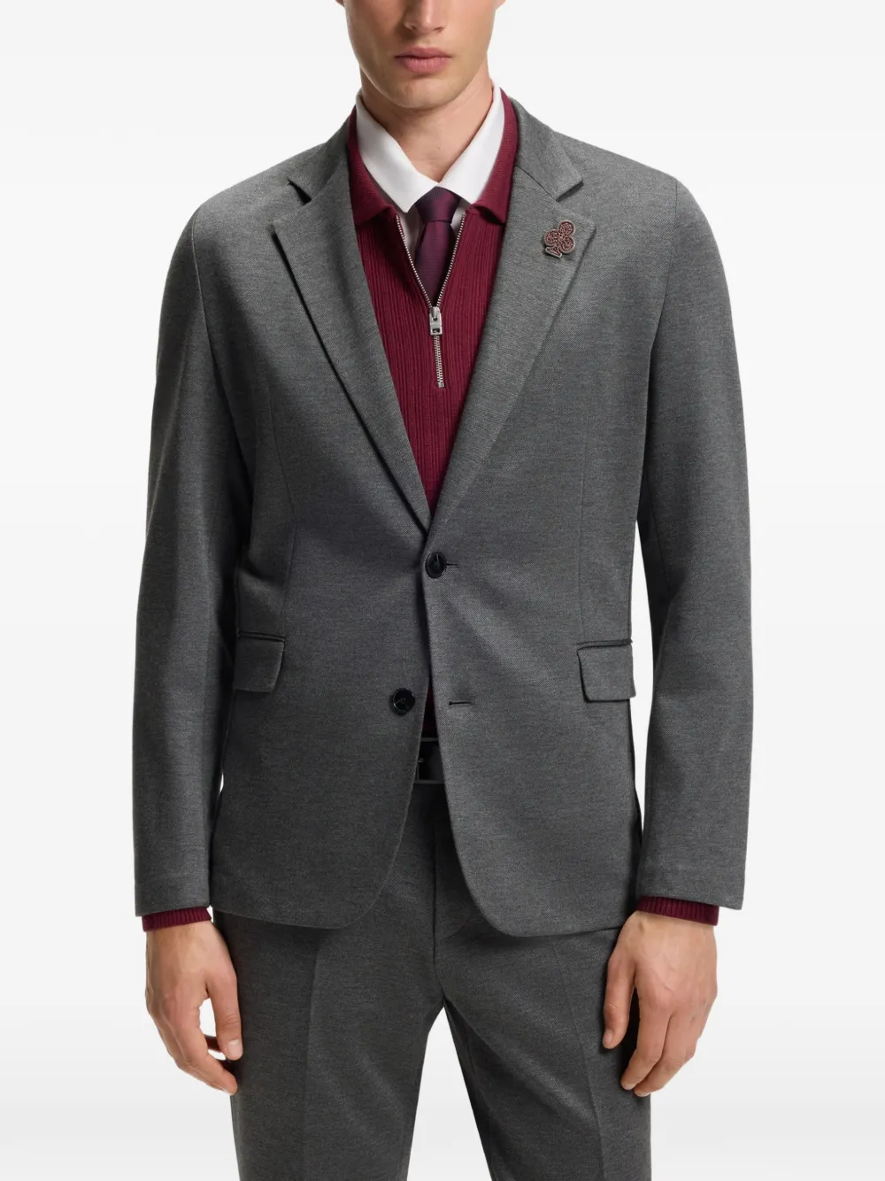 HUGO Extra slim-fit jack van gemêleerd stretch twill Grijs