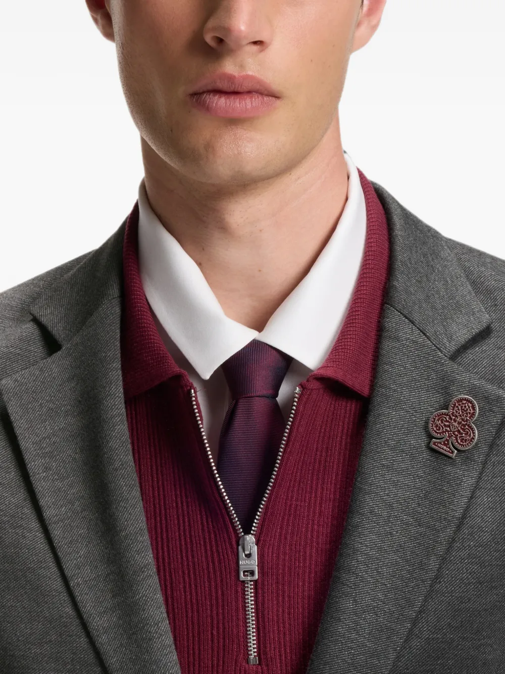 HUGO Extra slim-fit jack van gemêleerd stretch twill Grijs
