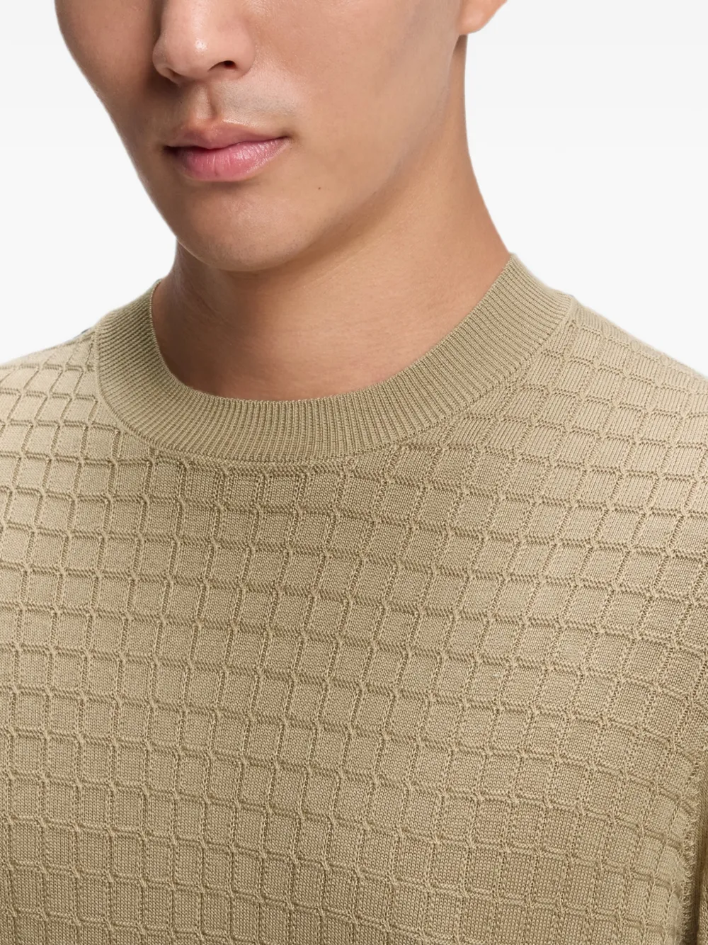 BOSS Zijden trui met wafelpatroon Beige