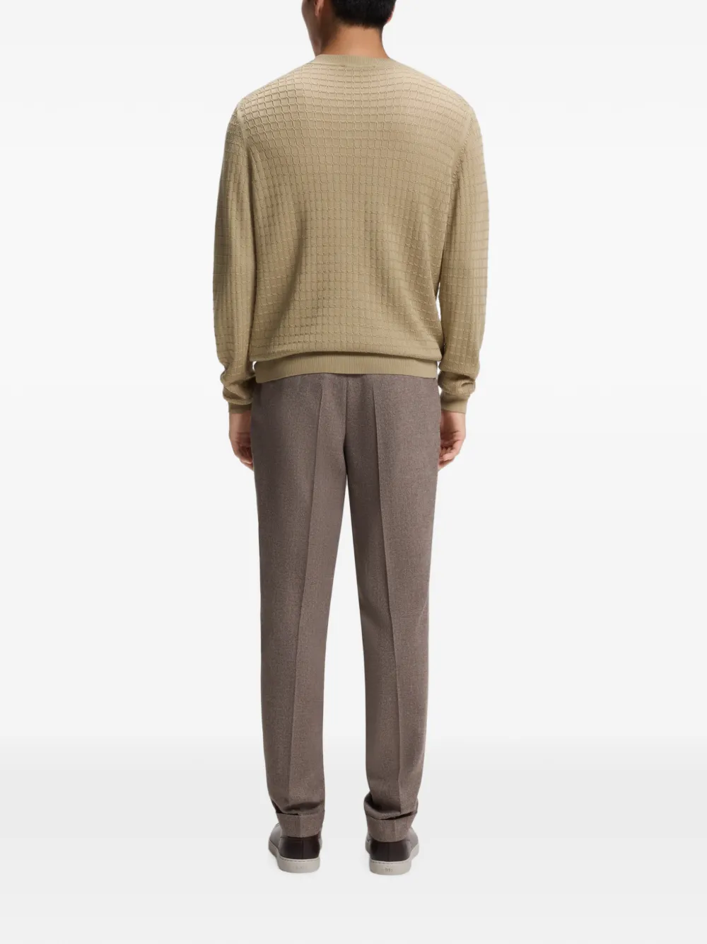 BOSS Zijden trui met wafelpatroon Beige