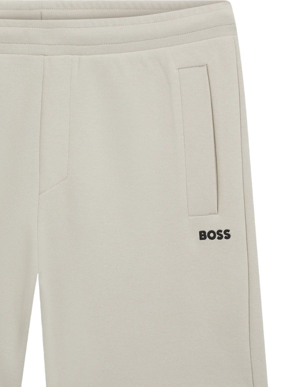 BOSS logo-embroidered shorts in cotton-blend pique jersey Beige