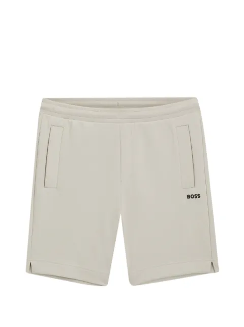 BOSS logo-embroidered shorts in cotton-blend pique jersey