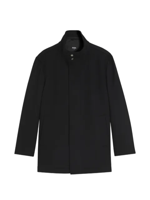 BOSS formal coat in Italian fabric with a stand collar