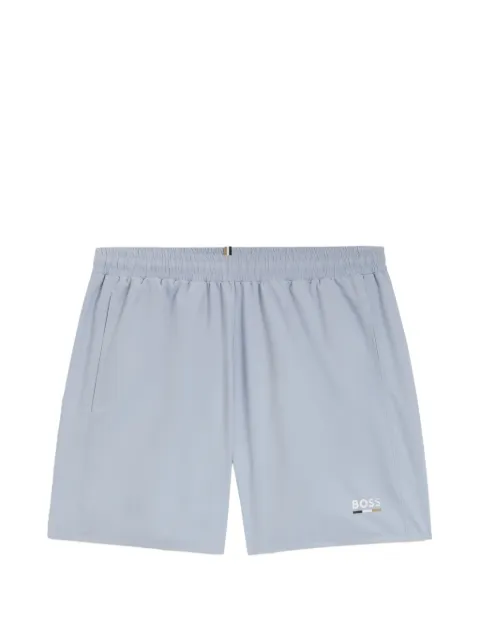 BOSS Bermuda de praia com estampa de logo e detalhe de listra
