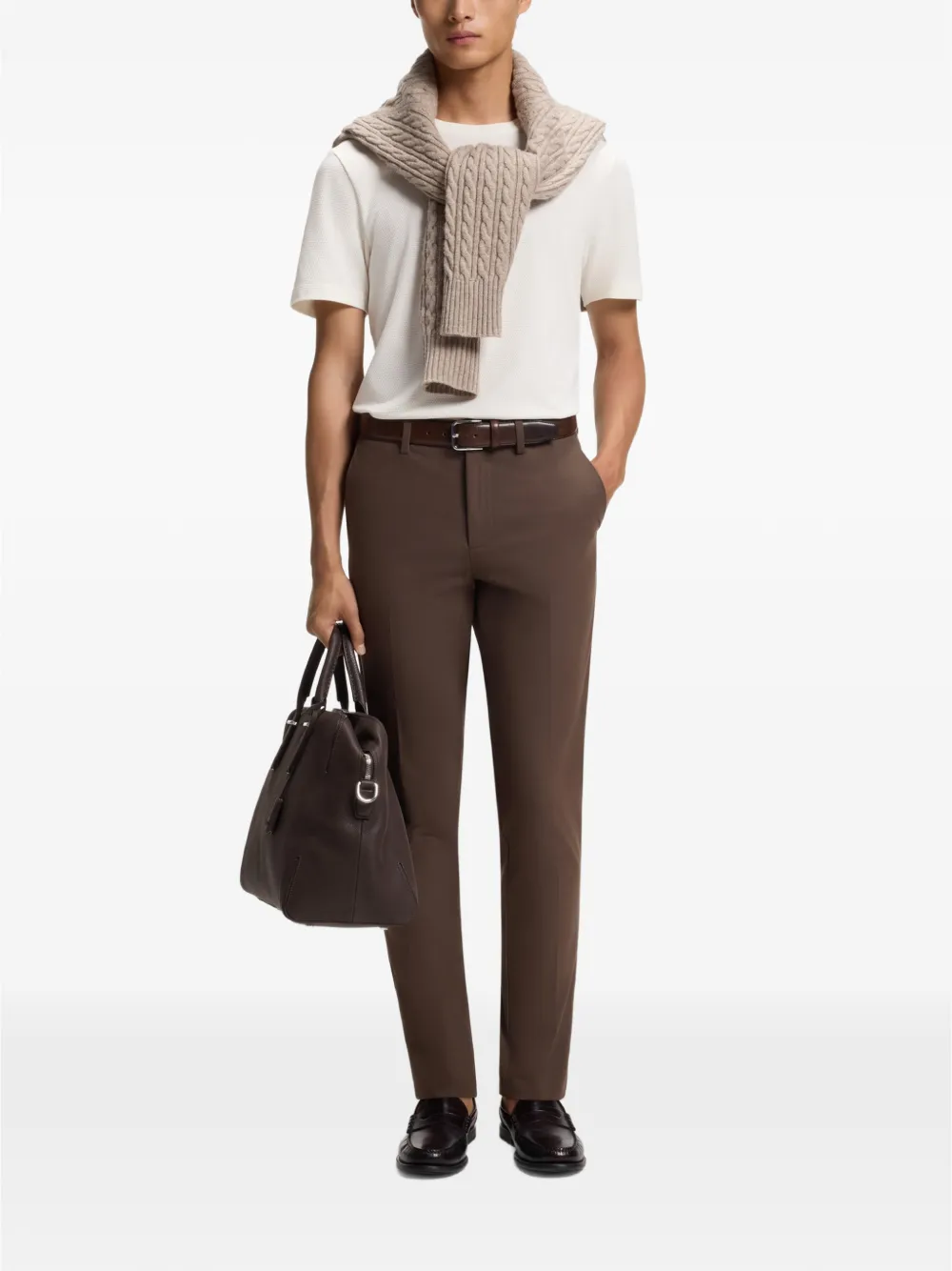 BOSS Slim-fit stretch broek Bruin