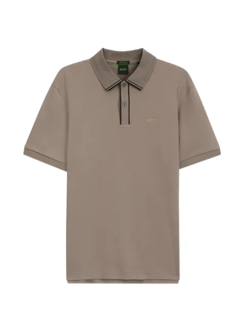 BOSS striped-trim polo shirt in interlock cotton