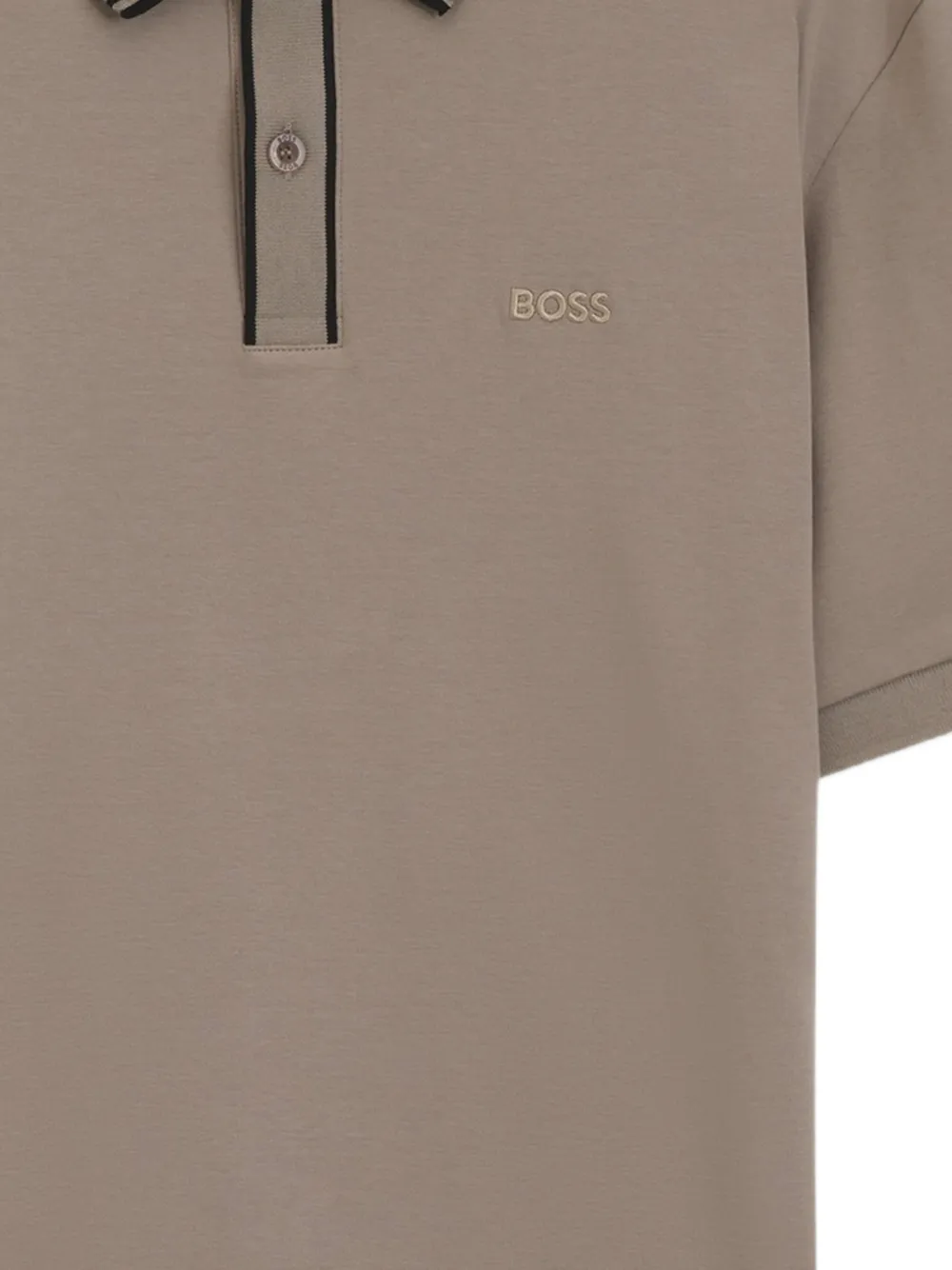 BOSS Poloshirt met gestreepte afwerking van interlock-katoen Groen