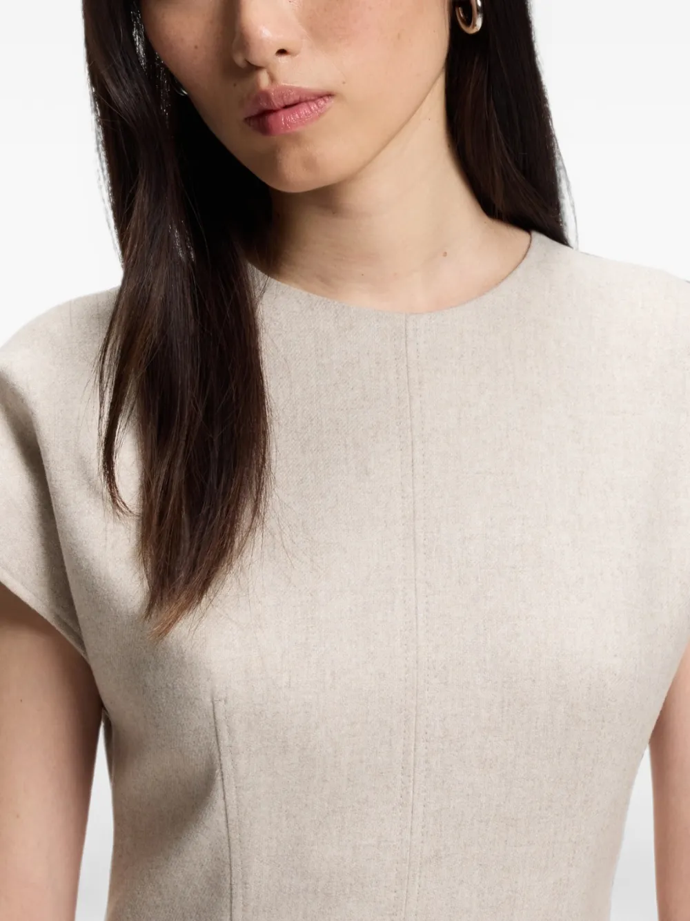 BOSS Flanellen maxi-jurk met ceintuur Beige