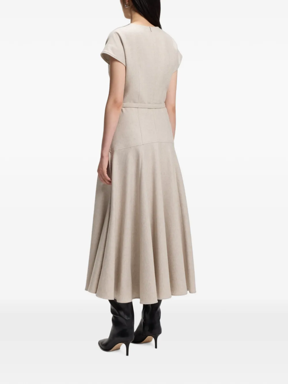 BOSS Flanellen maxi-jurk met ceintuur Beige