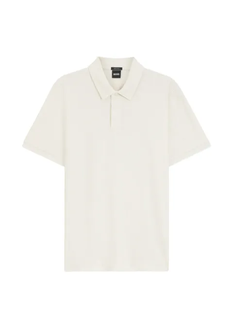 BOSS geometric-jacquard polo shirt in cotton