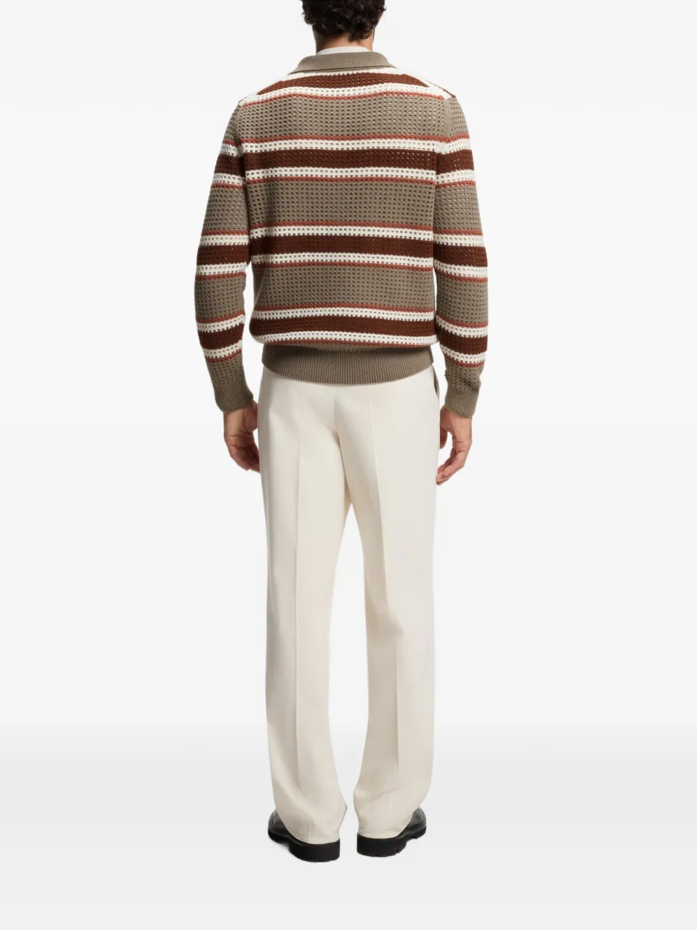 BOSS relaxed-fit rugby sweater in a wool blend Beige