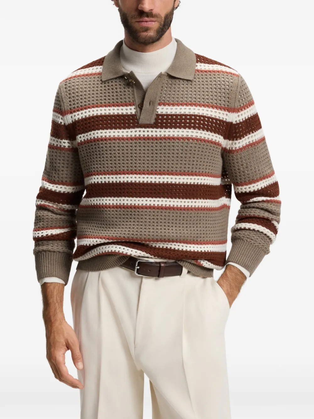 BOSS relaxed-fit rugby sweater in a wool blend Beige