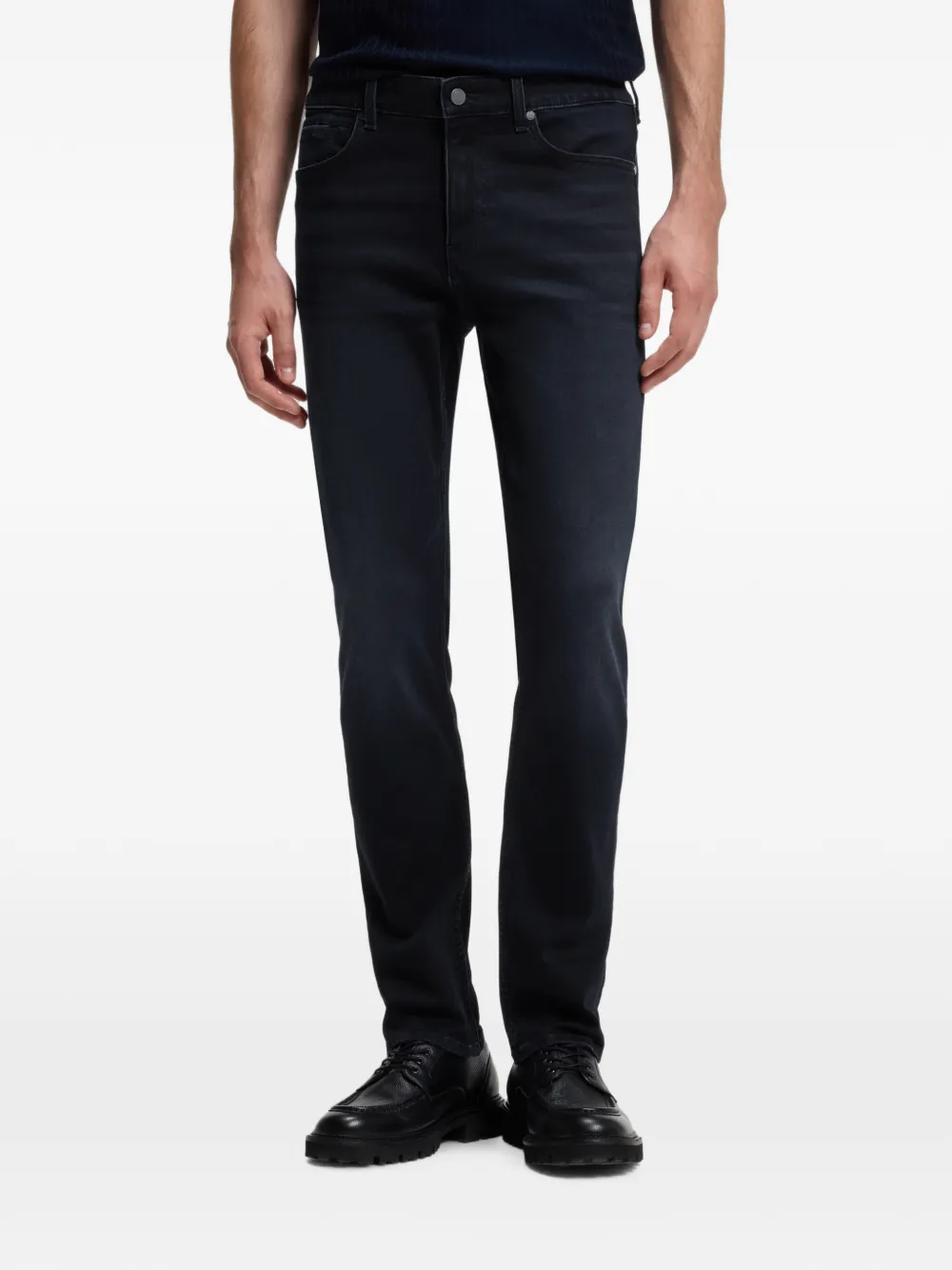 BOSS Delaware slim-fit jeans van gebreid indigo stretch denim Blauw