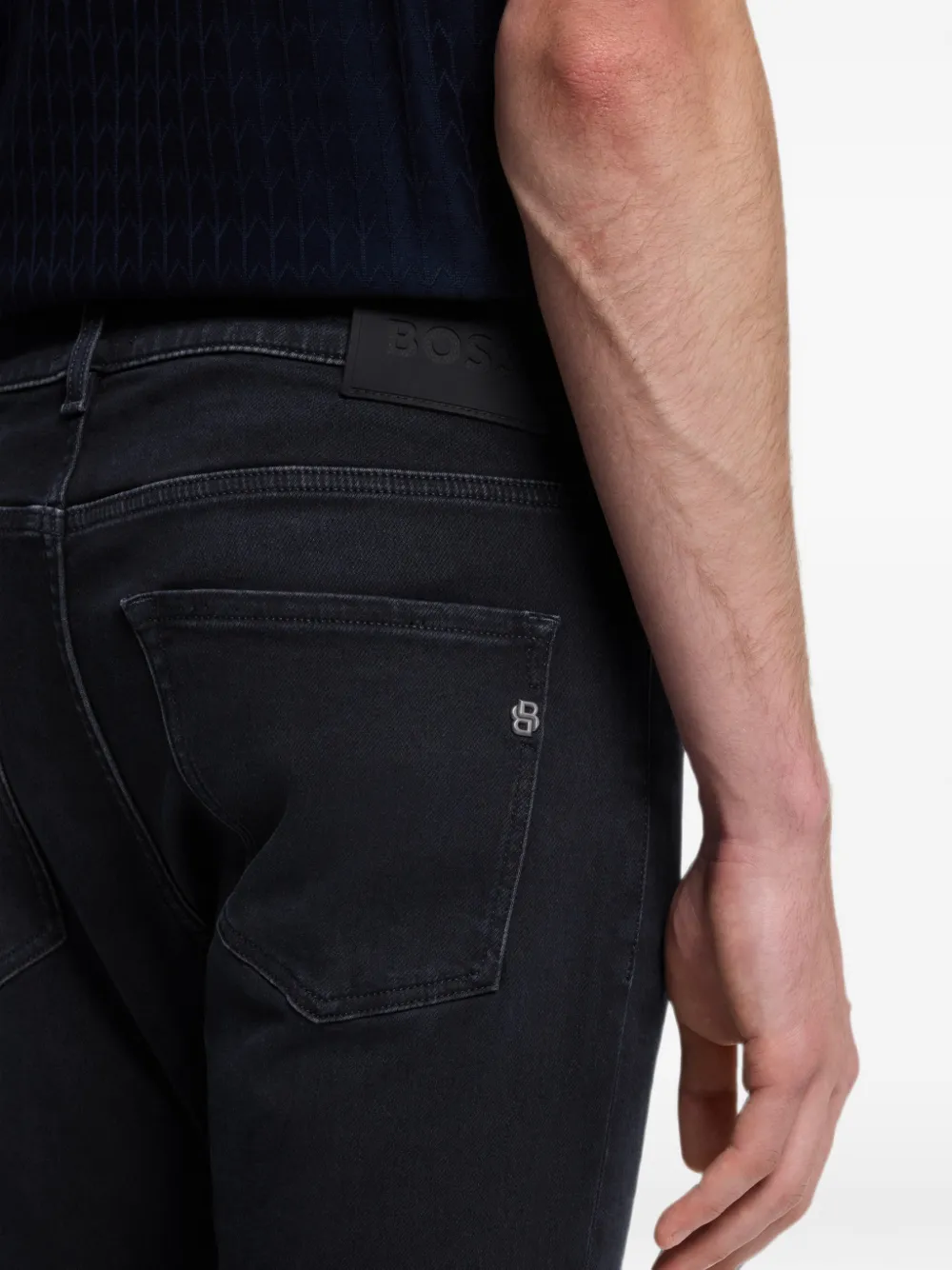 BOSS Delaware slim-fit jeans van gebreid indigo stretch denim Blauw