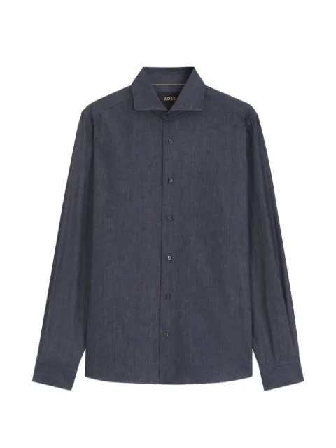 BOSS Camisa slim em jeans com cashmere