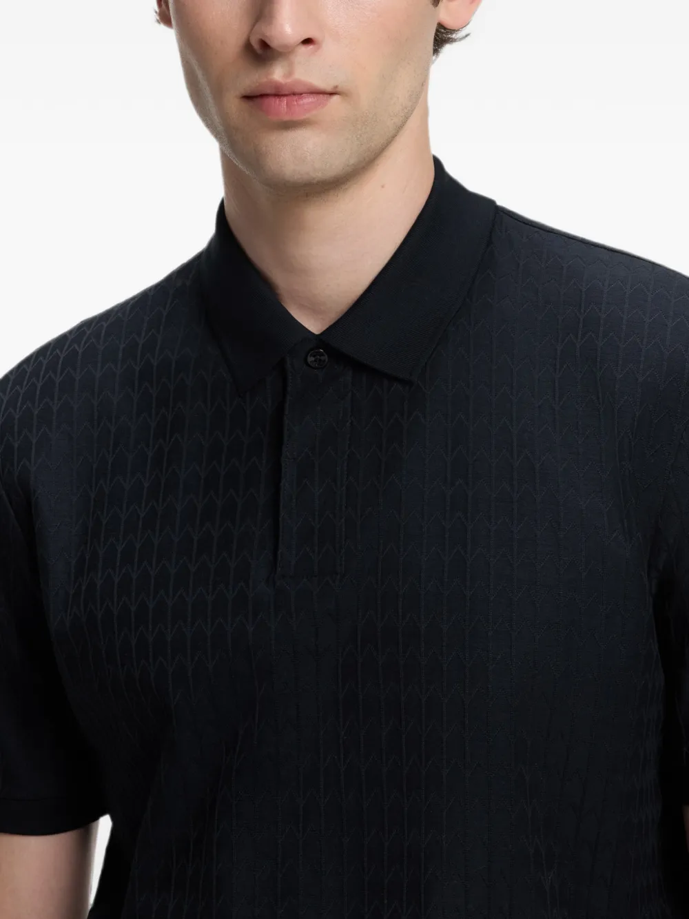 BOSS Poloshirt met geometrisch jacquard Zwart