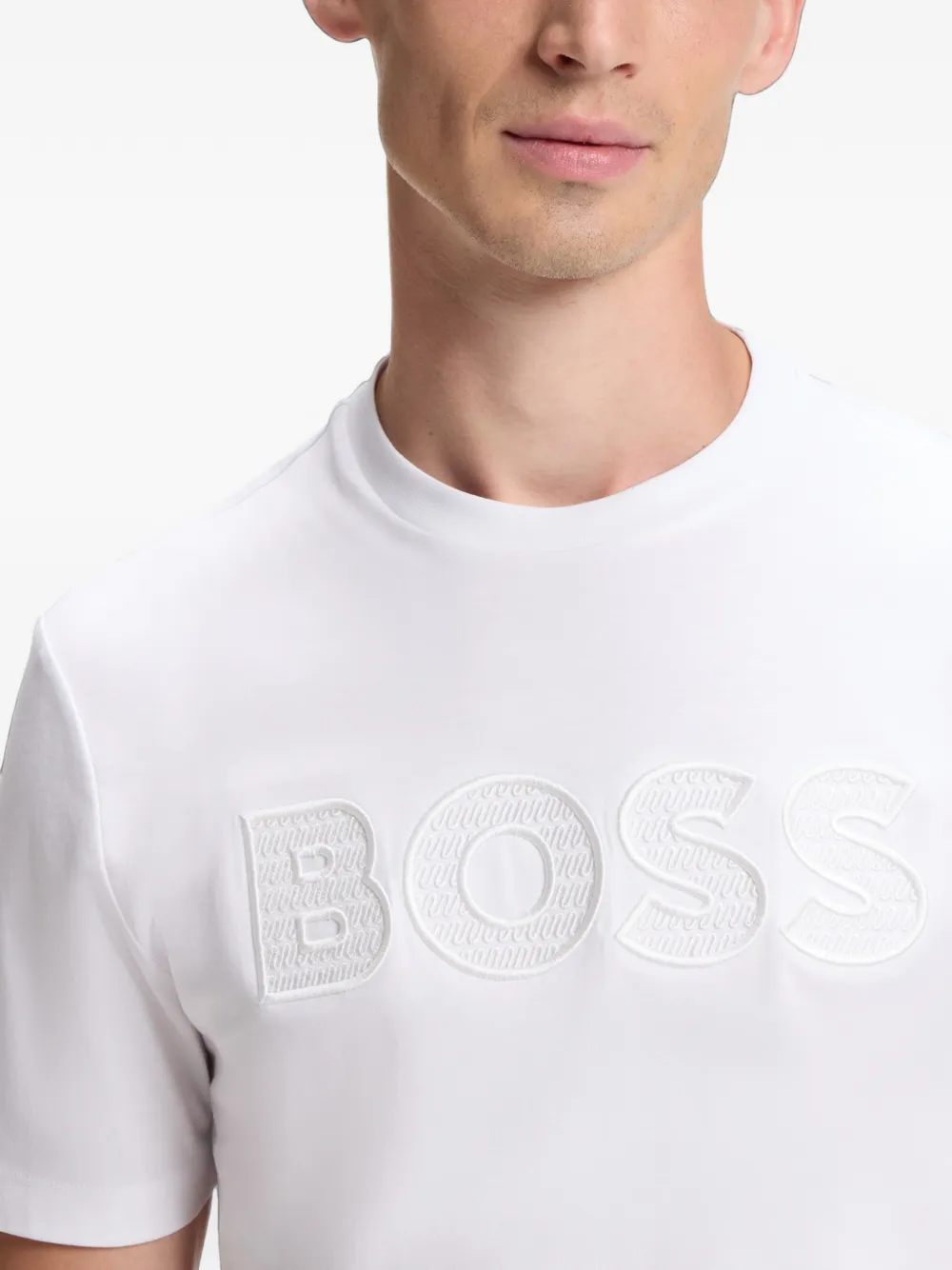 BOSS Katoenen-jersey T-shirt met logo Wit